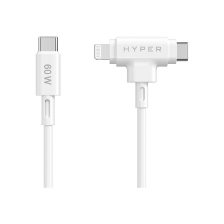 Hyper HyperJuice Silicone USB-C to USB-C and Lightning Hybrid 60W Cable