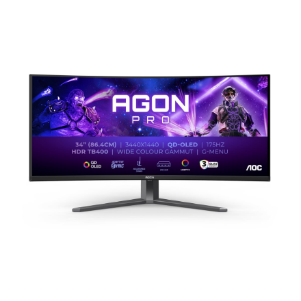 AOC AGON PRO AG346UCD | 34 " | OLED | WQHD | 21:9 | 175 Hz | 0.03 ms | 3440 x 1440 pixels | 250 cd/m