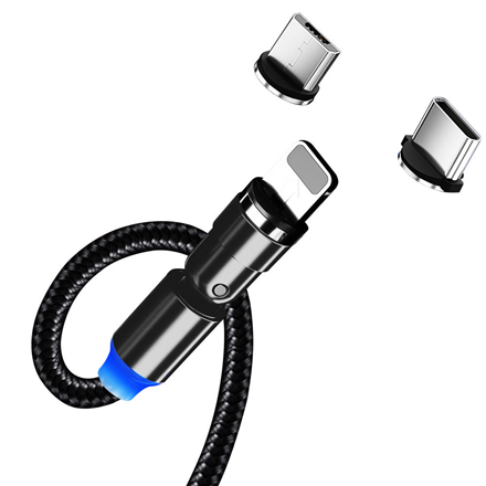 ColorWay Cable 3in1 (Lightning+MicroUSB+Type-C) Magnetic Rotation 540° 2.4А