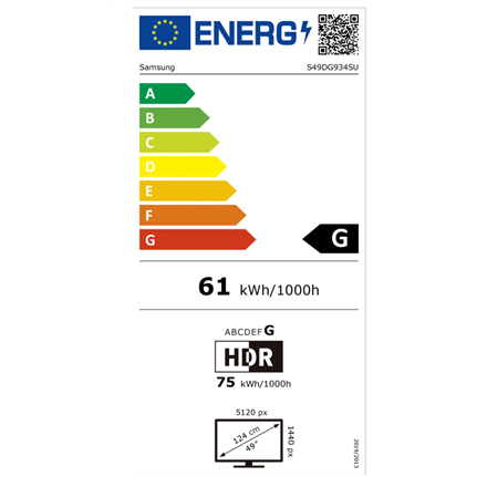 Samsung LS49DG934SUXEN Odyssey G9 G93SD | 49 " | OLED | DQHD | 32:9 | 240 Hz | 0.03 ms | 5120 x 1440