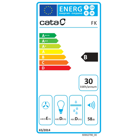 CATA Hood | FK SLIM 6000 WH | Conventional | Energy efficiency class B | Width 60 cm | 162 m³/h | Me