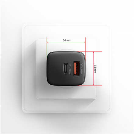 AXAGON Wallcharger 2x port (USB-A + USB-C)