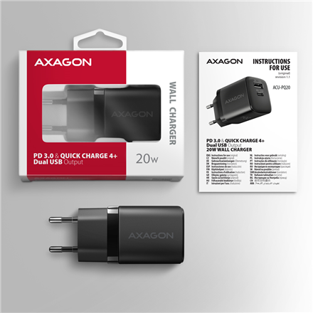 AXAGON Wallcharger 2x port (USB-A + USB-C)