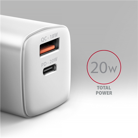 AXAGON Wallcharger 2x port (USB-A + USB-C)