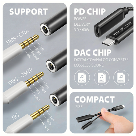 AXAGON | ADA-HCPD USB-C - Hi-Res DAC Audio Adapter PD