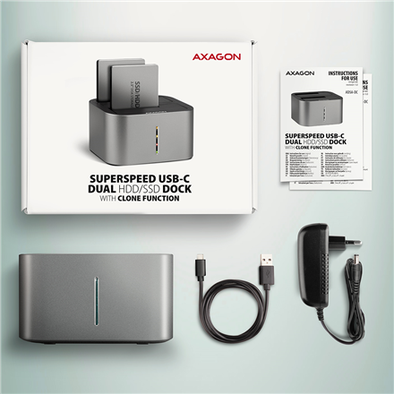 AXAGON | SuperSpeed USB DUAL 2.5"/3.5" HDD/SSD DUAL dock | ADSA-DC