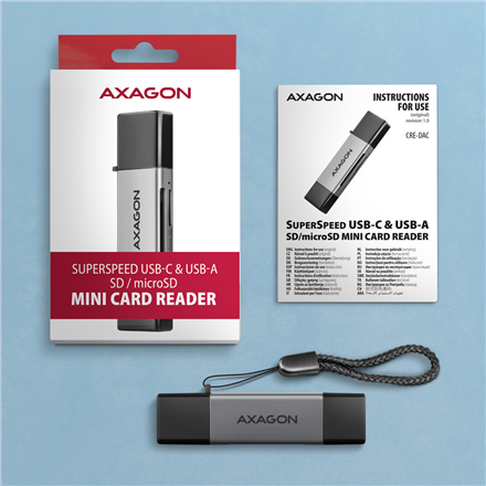 AXAGON Mobile USB 3.2 Gen 1 MINI card reader with USB-C and USB-A connectors | CRE-DAC