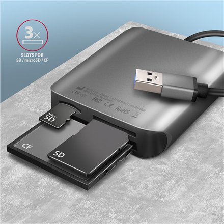 AXAGON Aluminum high-speed USB-A 3.2 Gen 1 memory card reader