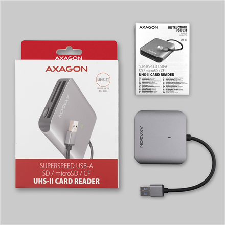 AXAGON Aluminum high-speed USB-A 3.2 Gen 1 memory card reader