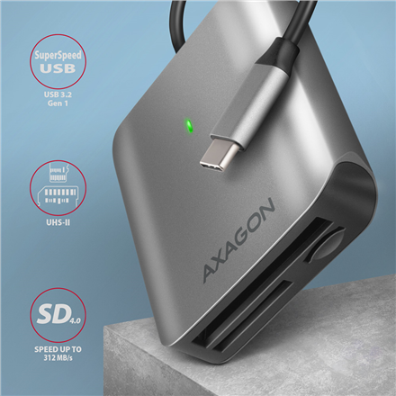 AXAGON Aluminum high-speed USB-C 3.2 Gen 1 memory card reader