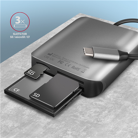 AXAGON Aluminum high-speed USB-C 3.2 Gen 1 memory card reader