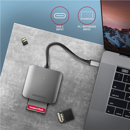 AXAGON Aluminum high-speed USB-C 3.2 Gen 1 memory card reader