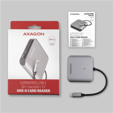 AXAGON Aluminum high-speed USB-C 3.2 Gen 1 memory card reader