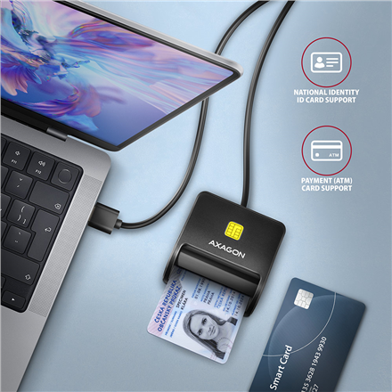 AXAGON Compact desktop USB contact Smart/ID card reader with long