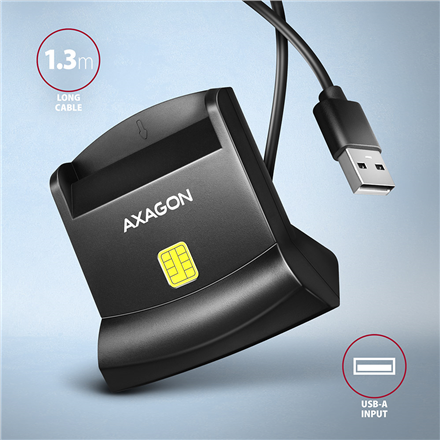 AXAGON Universal desktop USB contact Smart card/ID card reader with long