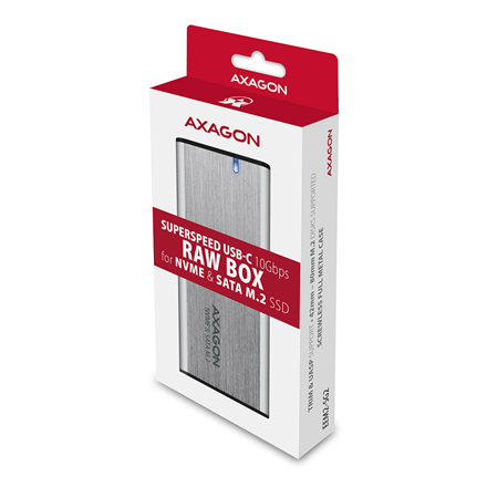 AXAGON External USB-C 3.2 Gen 2 metal box for M.2 NVMe & SATA SSD disks