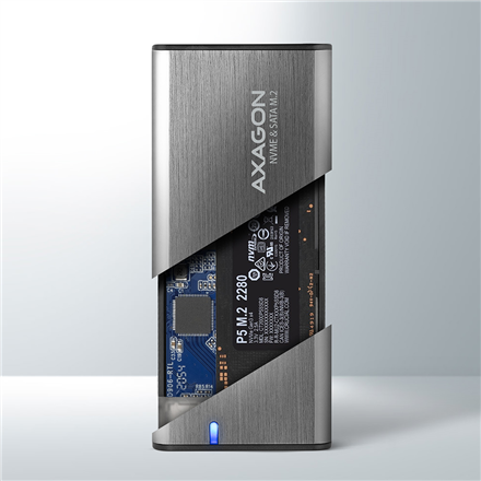 AXAGON External USB-C 3.2 Gen 2 metal box for M.2 NVMe & SATA SSD disks