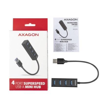 AXAGON Miniature metal four-port USB 3.2 Gen 1 hub | HUE-M1A