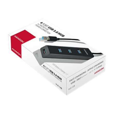 AXAGON Four-port USB 3.0 hub with fast charging and power support | HUE-S2B