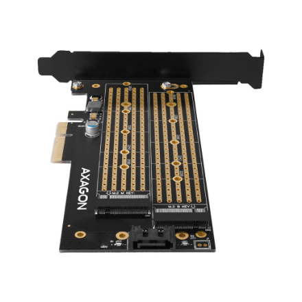 AXAGON PCI-Express x4 adapter to connect up to two M.2 disks to a computer | PCEM2-D