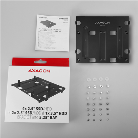 AXAGON Metal frame for mounting four 2.5" disks or two 2.5" disks and one 3.5" disk in a 5.25" posit