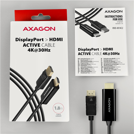 AXAGON | Active cable | DisplayPort to HDMI | 1.8 m