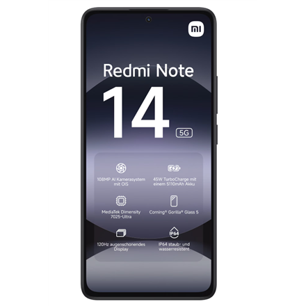 Xiaomi Redmi Note 14 | Midnight Black | 6.67 " | AMOLED | 1080 x 2400 pixels | Mediatek | Internal R