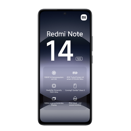Xiaomi Redmi | Note 14 | Midnight Black | 6.67 " | AMOLED | 1080 x 2400 pixels | Mediatek | Dimensit