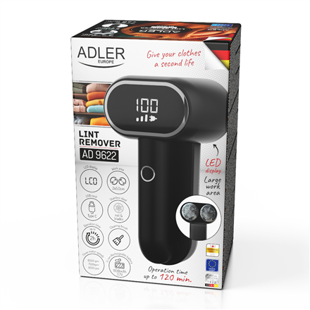 Adler | Lint remover | AD 9622 | Black | Rechargeable battery | 10 W