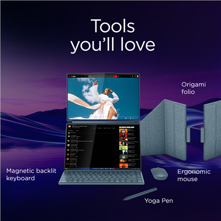 Lenovo Yoga Book 9 14IAH10 | Tidal Teal | 2x14 " | OLED | Touchscreen | 2.8K WQXGA+ | 2880 x 1800 pi