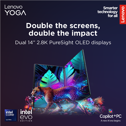 Lenovo Yoga Book 9 14IAH10 | Tidal Teal | 2x14 " | OLED | Touchscreen | 2.8K WQXGA+ | 2880 x 1800 pi