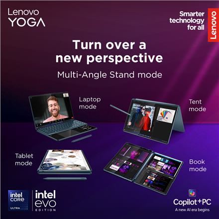 Lenovo Yoga Book 9 14IAH10 | Tidal Teal | 2x14 " | OLED | Touchscreen | 2.8K WQXGA+ | 2880 x 1800 pi