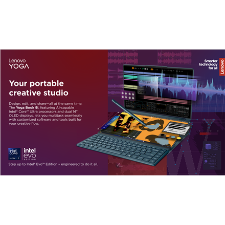 Lenovo Yoga Book 9 14IAH10 | Tidal Teal | 2x14 " | OLED | Touchscreen | 2.8K WQXGA+ | 2880 x 1800 pi