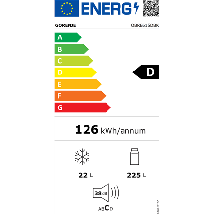 Gorenje Retro Refrigerator | OBRB615DBK | Energy efficiency class D | Free standing | Larder | Heigh