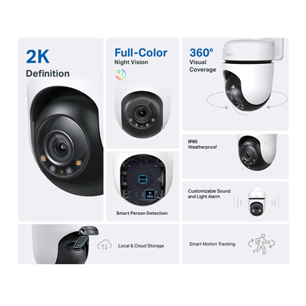 TP-LINK Pan/Tilt Security Wi-Fi Camera | Tapo C510W | Dome | 3 MP | 3.9mm | IP65 | H.264 | MicroSD