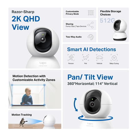 TP-LINK Pan/Tilt Wi-Fi Camera | Tapo C220 | PTZ | 4 MP | 4mm/F2.0 | H.264 | Micro SD