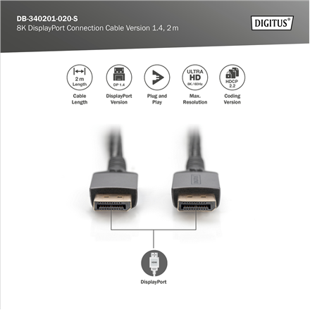 Digitus Connection Cable | DB-340201-020-S | DisplayPort to DisplayPort