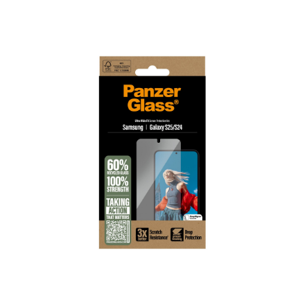 PanzerGlass Ultra-Wide Fit | Screen Protector | Samsung | Galaxy S25 | Tempered glass | Transparent