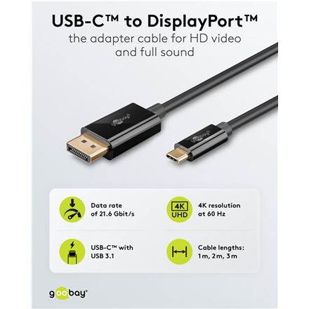 Goobay USB-C to DisplayPort Cable 4K at 60 Hz