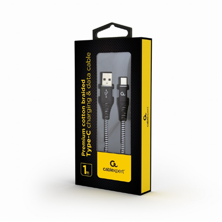 Cablexpert Premium cotton braided Type-C USB charging and data cable