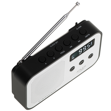 Adler | Digital radio PLL AM/FM | AD 1907 | Alarm function | White/Black