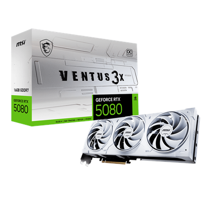 MSI GeForce RTX 5080 16G VENTUS 3X OC WHITE | NVIDIA | 16 GB | GeForce RTX 5080 | GDDR7 | HDMI ports