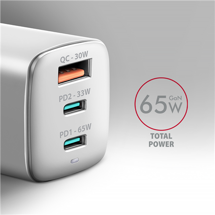 AXAGON GaN wallcharger 3x port (USB-A + 2x USB-C)
