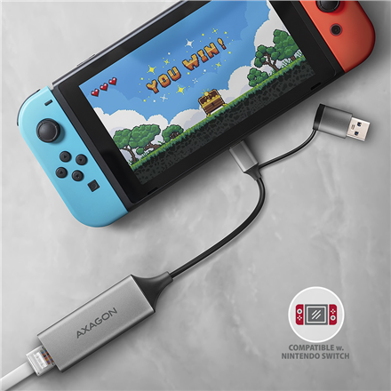 AXAGON ADE-TXCA Compact aluminum USB 3.2 Gen 1 Gigabit Ethernet 10/100/1000Mbit adapter with automat