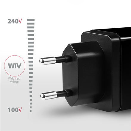 AXAGON Dual wall charger 240V/2x port 5V-2.2A and 5V-1A