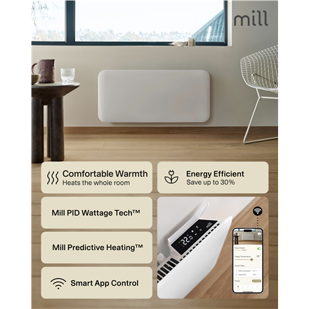 Mill Invisible Smart WiFi Heater | PA700WIFI4 | Panel Heater | 700 W | Suitable for rooms up to 9-12