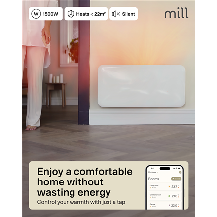Mill WiFi Panel Heater | PA1500WIFI4A | Panel Heater | 1500 W | Suitable for rooms up to 22 m² | Whi
