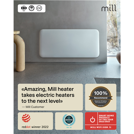 Mill WiFi Panel Heater | PA1500WIFI4A | Panel Heater | 1500 W | Suitable for rooms up to 22 m² | Whi