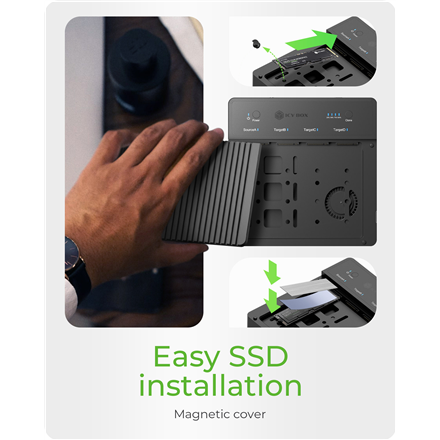 Raidsonic 4-Bays USB4 Duplicator (1:3 clone) for NVMe M.2 SSD | IB-4013MCL-C4