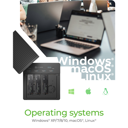 Raidsonic 4-Bays USB4 Duplicator (1:3 clone) for NVMe M.2 SSD | IB-4013MCL-C4